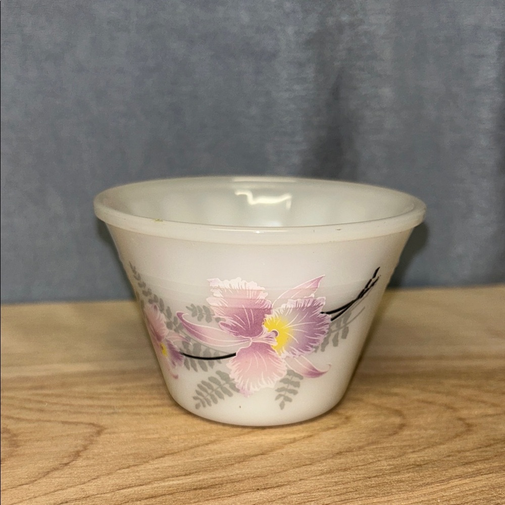 Custard Cups Indopal Indonesia pink iris flower pattern